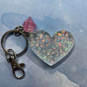 Handmade Holographic Glitter Heart Keychain